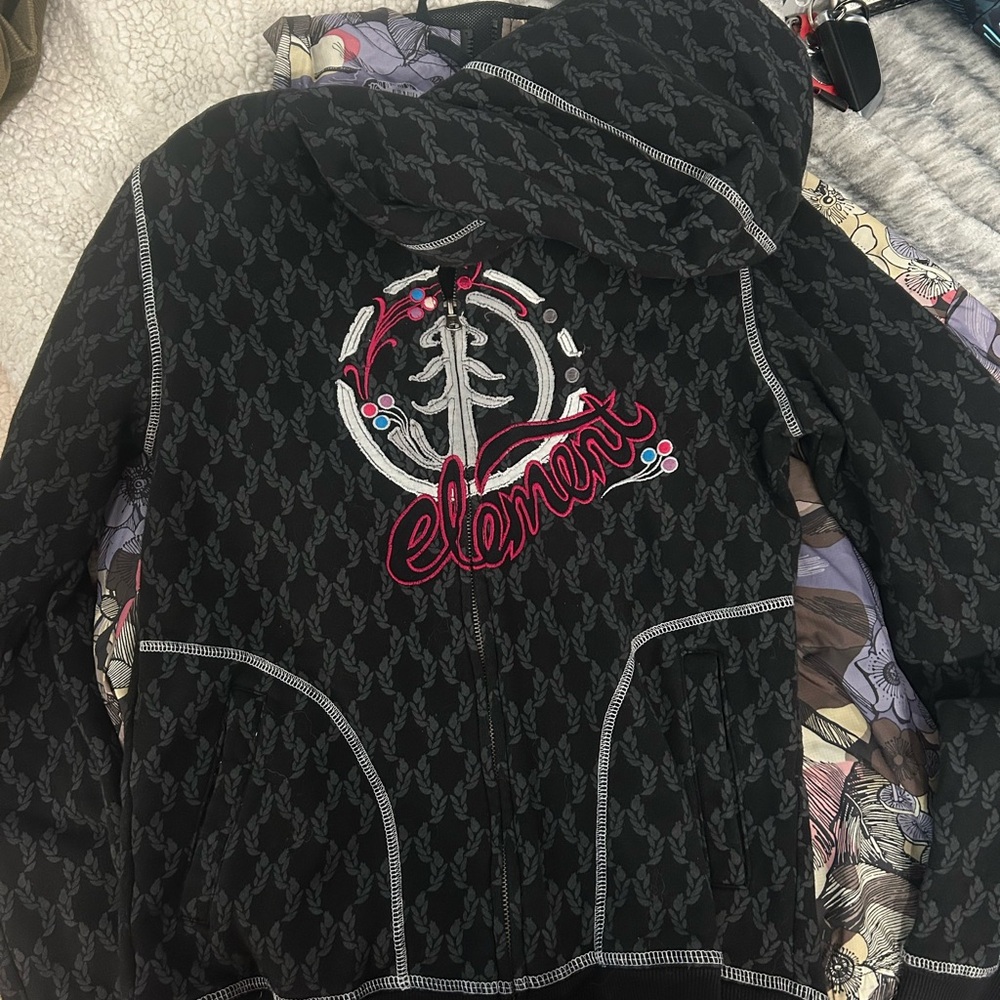 Element Black Hoodie with Red Logo